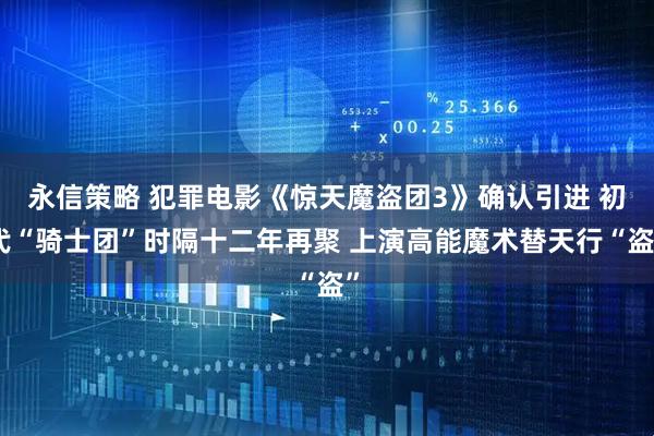 永信策略 犯罪电影《惊天魔盗团3》确认引进 初代“骑士团”时隔十二年再聚 上演高能魔术替天行“盗”