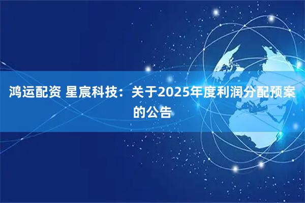 鸿运配资 星宸科技：关于2025年度利润分配预案的公告